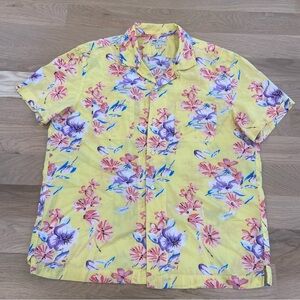 J. Crew Yellow Floral Casual Shirt 100% Cotton